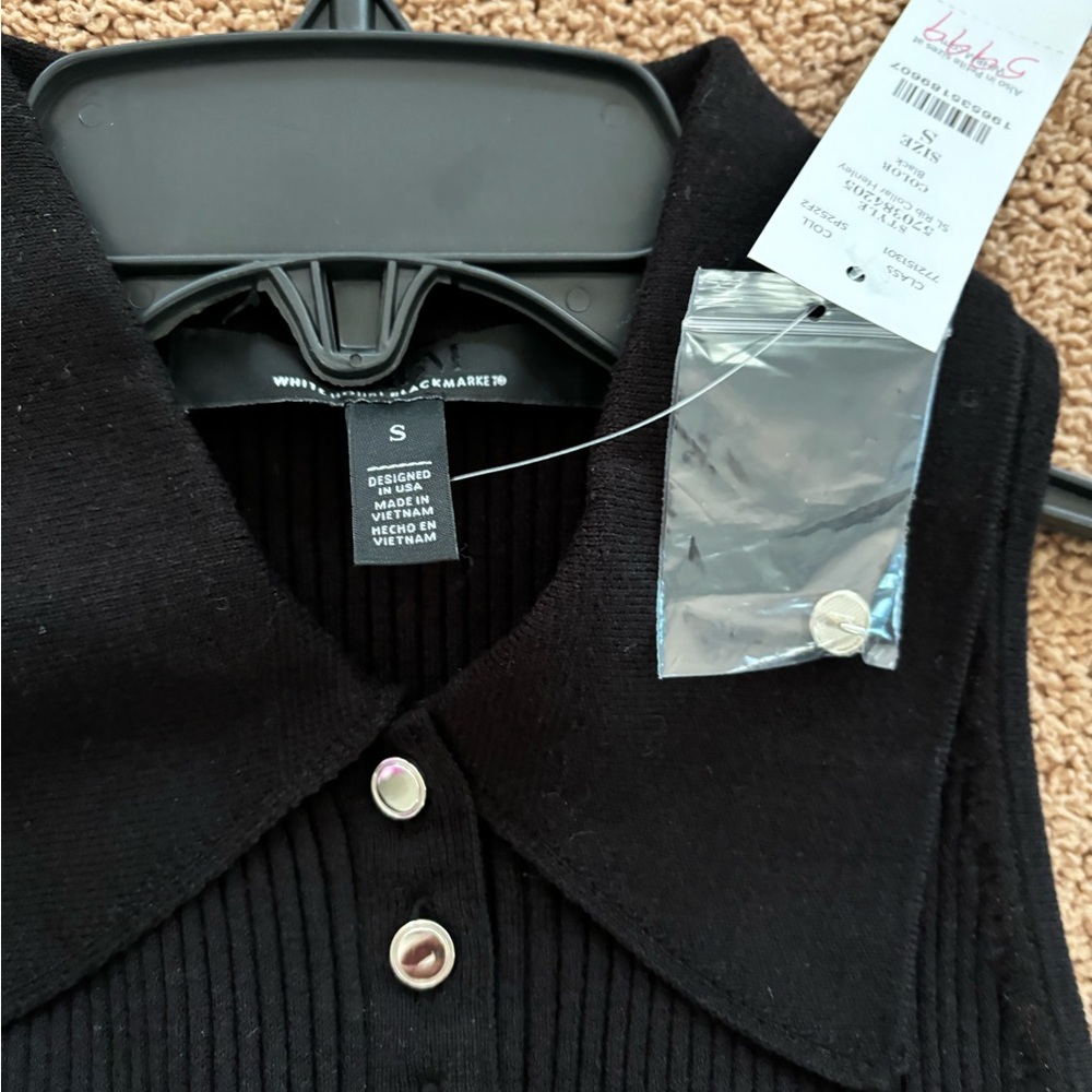 WHBM ribbed collared top